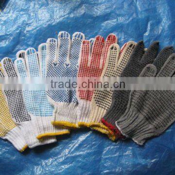 string knit pvc dots working gloves heavy weight