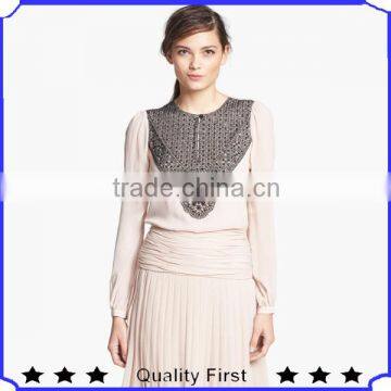 Long Sleeve hand embroidery designs for blouses Customized