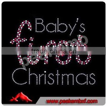 Baby's First Christmas Hotfix Rhinestone Templates Iron On Transfers Wholesale