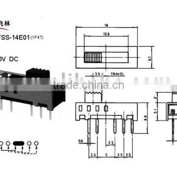 Slide Switch FSS-14E01(dip slide switch , miniature slide switch, mini slide switch)