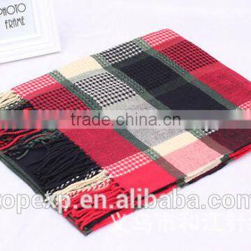 Unisex Knitted Check Tassels Acrylic Scarf photo-6