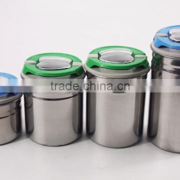 4 pcs set Stainless Steel Spice Food Storage Jar with Airtight lid