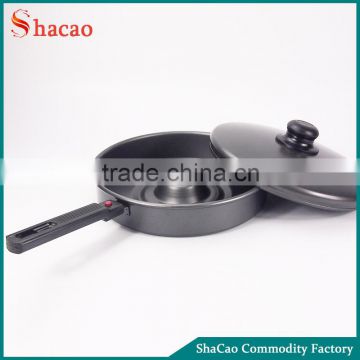 Holes in The Middle Free Oil Carbon steel Non Stick Fry Pan With Detachable Handle