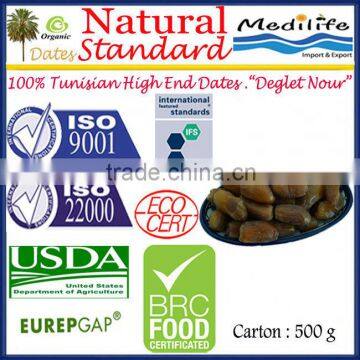 Tunisian High Quality Dates "Deglet Noor" Category, Organic Standard unbranched dates Healthy Fruit Products, NaturalDates 500gr