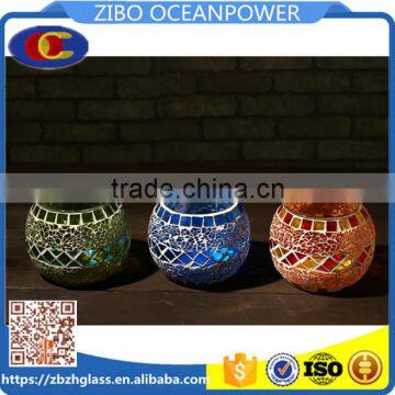 Glass Candleholder glass jar mosaic paster colored glass