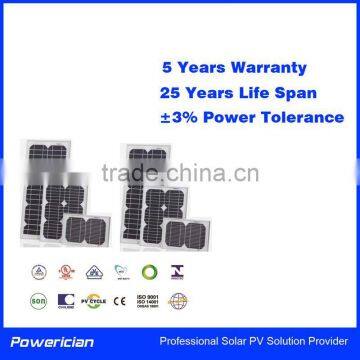 Powerician Mono Solar Modules Monocrystalline Silicon PV Panel 50Wp 12V Home System Power Supplier