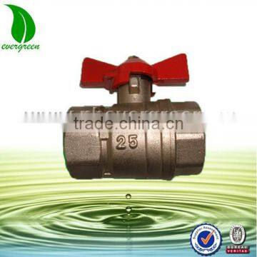 CE approved high quality brass ball valve with red and yellow Butterfly handle