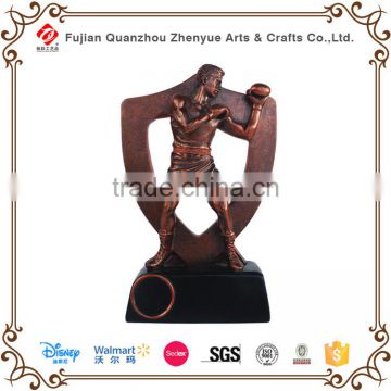 customized metal appearance polyresin resin pugilism boxing trophy cup