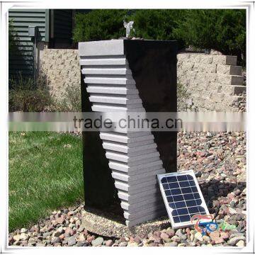 Fiberglass Square Pillar Fountain Imitate Marble Solar Water Feature