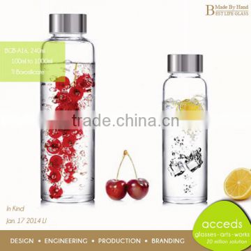 Hand Made Pyrex Glass Wholesale Juice Bottles