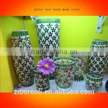 Unique Mosaic Beautiful Glass Vase Hand Made Color