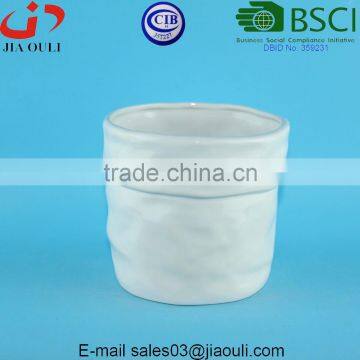 Glazed White Ceramic Succulent Pot, Dolomite Plant Pot photo-5