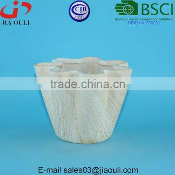 Popular Sales Flower Shape Wooden Design Ceramic Garden Planters photo-3