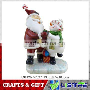 resin christmas santa clause wiht snowman