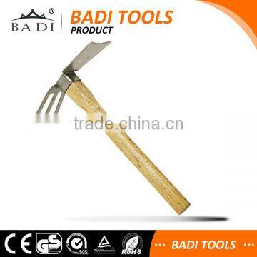 high quality multifunction 2 ways wood handle types of garden hand hoe with 3 prong garden hoe