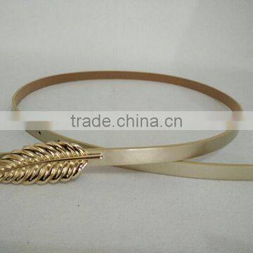 Wholesale Leaf Pattern Alloy Buckle Sex Women Lady Thin PU Waist Belt photo-6