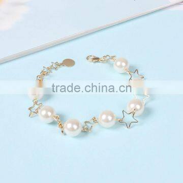 Gold Star Pearl Linked Bracelet Gold Chain Bracelet