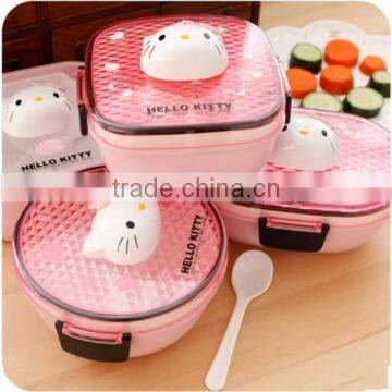 Cute Cartoon Microwaveable Double Layer Plastic Bento Lunch Box Spoon,hot New Product for 2015,CUSTOM Plastic Lunch Box Supplier photo-5