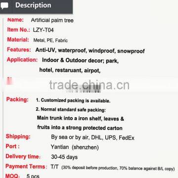 Anti-UV New Design Decorative Iron Tree Artificial Date Palm Tree Trunk photo-2