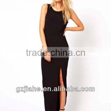 Hot sale black backless maxi party dress