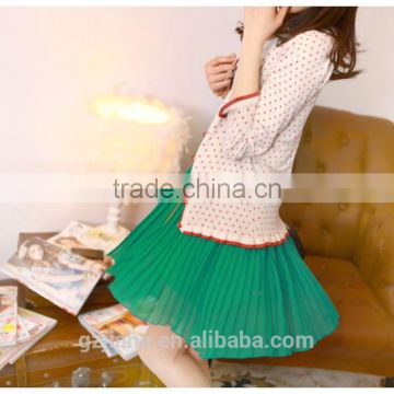 Summer Vintage Fashion Pleated Mini Skirts Sweet Girls Chiffon Waist Short skirts+Belt Designer Fresh Color Cool Clothing