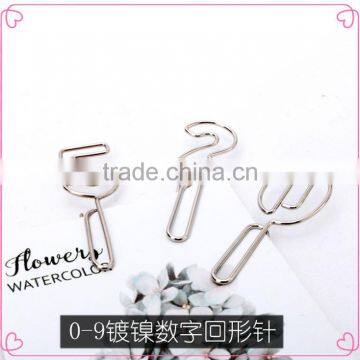 Silver nickel plated numbers shape metal clip gifts