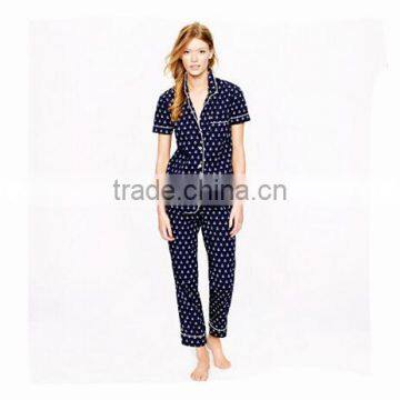 short sleeve 100% cotton women cotton pajamas ladies sexy short pajamas