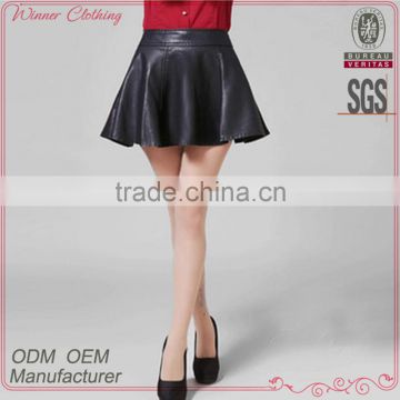 New Design Top Fashion Elegant mini short Sexy Black Leather Skirt