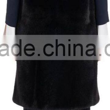 Women Black Round Neck Mink Fur Bottom Vests Customized photo-4