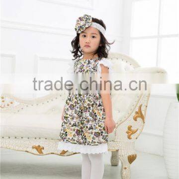 Girl Casual Dress ,fashion Floral Ruffle With Headband,wholesale Dress photo-4