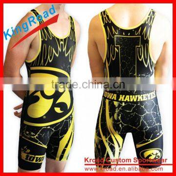 2016 wholesale wrestling singlet, high quality sports suits, silicon gripper on leg cuff