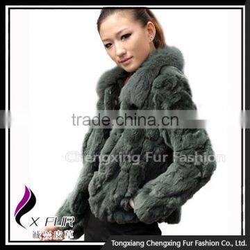 CX-G-A-70 Rex Rabbit Fur With Fox Fur Collar Women Coat Wear photo-2
