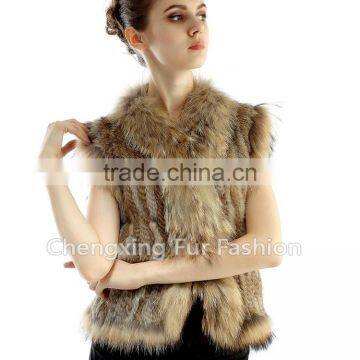 CX-G-B-21B New Fashion Real Knitted Women Rabbit Fur Italian Fur Vest photo-2
