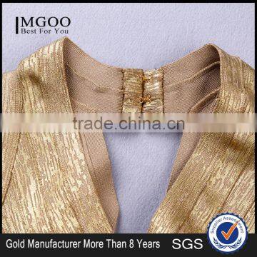 MGOO 2015 Brand Custom Made Cheap Price Gold Bandage Dress For Women Open With Back A Line Hollow Out Dress H487 photo-5