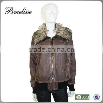 2014-2015 Stylish women's pu Jacket fake brown lamp fur pu jacket for lady