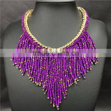  express tassel resin plastic beads multicolor statement necklace jewelry