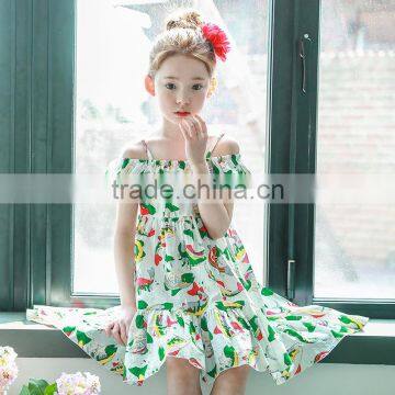 S17613A New Arrival Sleeveless Floral 2017 Summer Kids Girl Dress