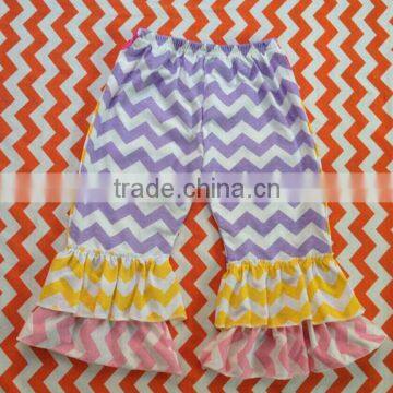 NWT chevron girls 2 stripe ruffle capri/pants purple &white print w/pants medium