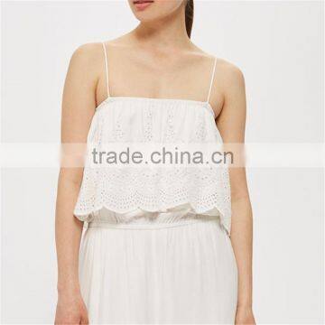 2017 Newest Fashion Embroidered Sling Ladies Jumpsuit With Ruffles photo-2