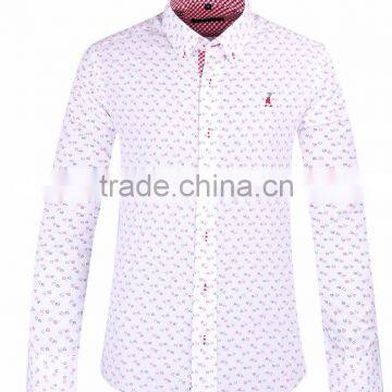 2017 Latest Men's Long Sleeve Button-down Collar Slim Fit Shirt With Contrast Collar and Cuff photo-2