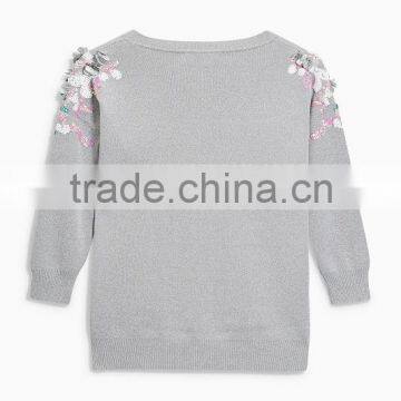 2017 Custom Girls' Knit With Beads Design Sweater Top photo-3