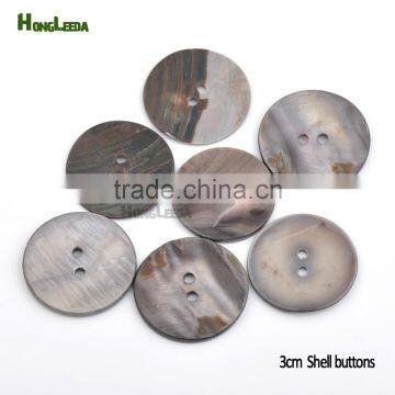 30mm 1.2inch Big Natural shell buttons 2-hole grey mother of pearl buttons decoration SHELL-003