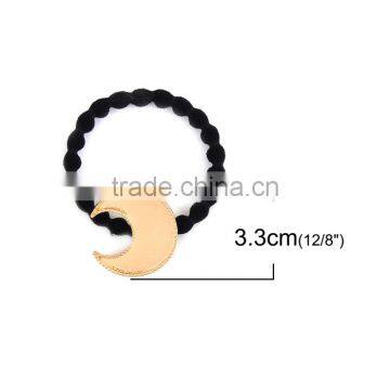 Zinc Based Alloy DIY Resin Mold For Jewelry Making Hair Ties Half Moon Gold Plated & Black photo-2