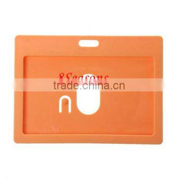 Orange Horizontal Polyvinylchlorid ID Cards Badges Holders 10.2cm x7.4cm