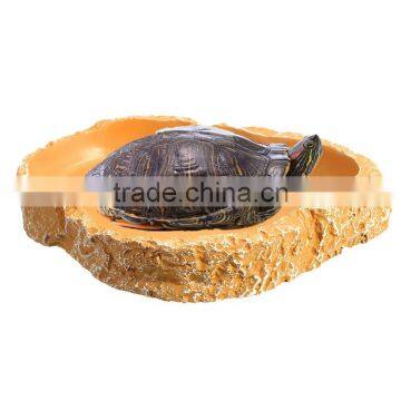 Hot Sale Yellow Color Food Grade ABS Plastic Reptile Tortoise Water Dish Food Bowl Toy For Amphibians Gecko Snakes Lizard Spider photo-2