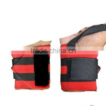 Weight Lifting Wrist Wraps in Red Color With Two Black Strips photo-2