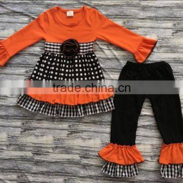 halloween girls cotton dress fall winter long sleeve baby orange dress and pants wholesale childrens clothing