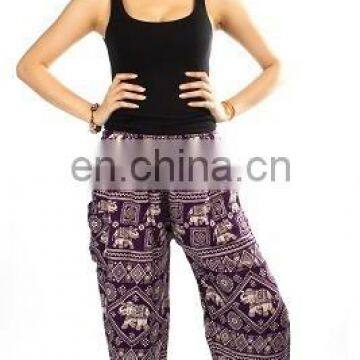 Drawstring Elephants Stamp Pattern Boho Baggie Ginnie Yoga Aladin Thoursers Pants photo-4