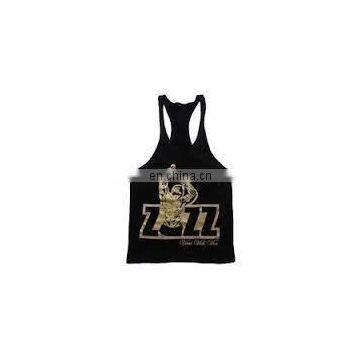 Gold colour screen printed mens stringer vest mens vest gym vest,stringer tank top