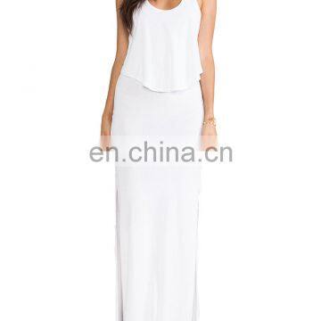 CHEFON Cotton modal double crop sheer maxi dress